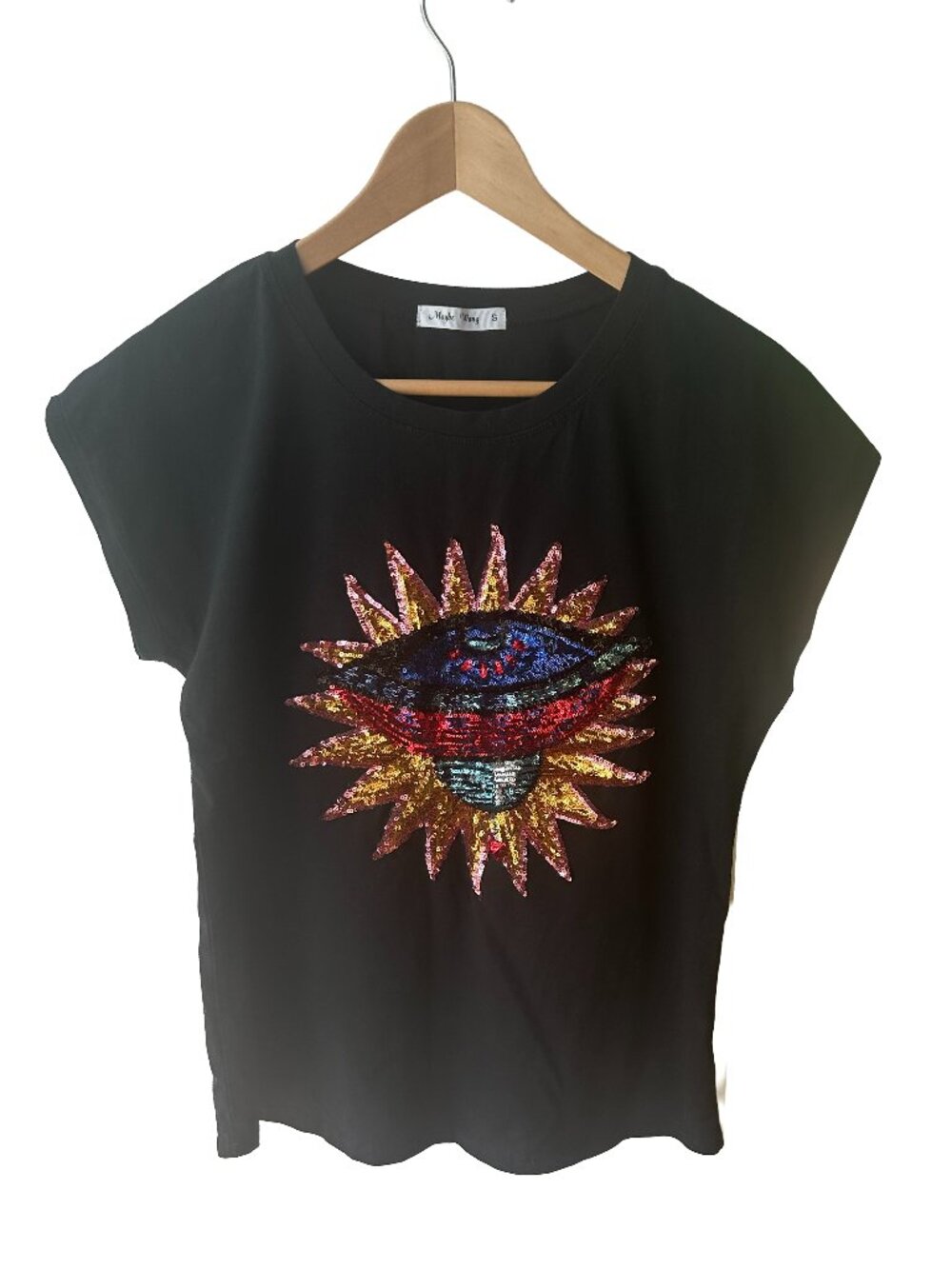 Maybe Wang cotton T-shirt in classic black, featuring a bold design